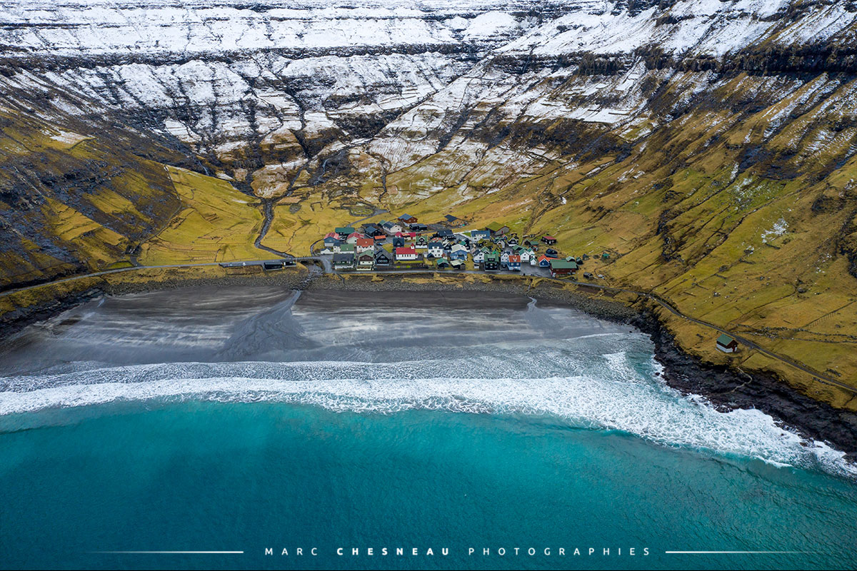 Marc Chesneau Photographe Ile Feroe Faroe Islands Village De Tjornuvik En Vue Aérienne